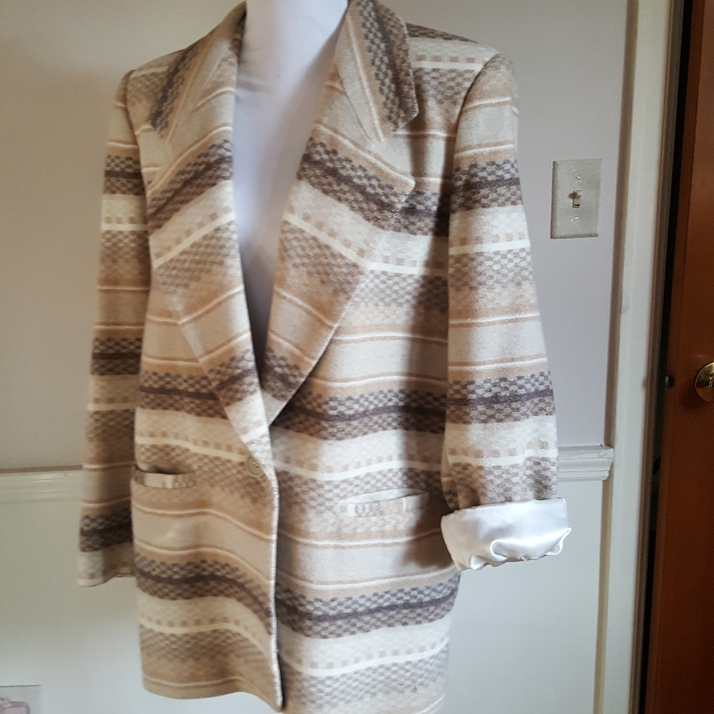 VTG BRAETAN Women's Wool Southwestern Aztec Tribal Blazer Sz Large